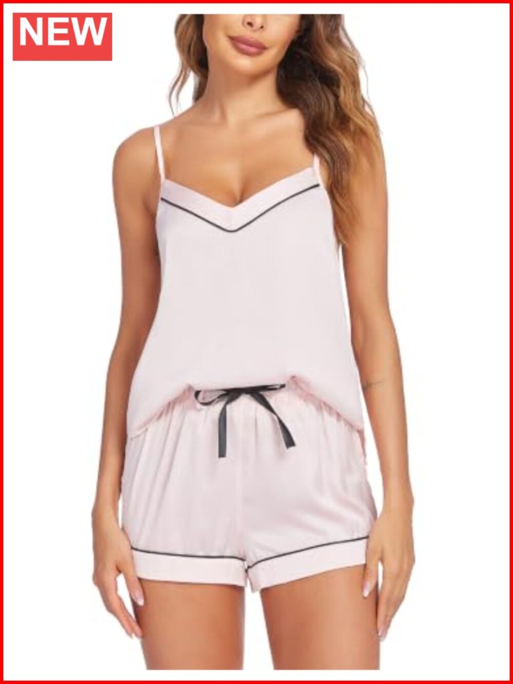 Silk Satin Pajama Set for Women, Cami & Shorts Sleepwear Lounge